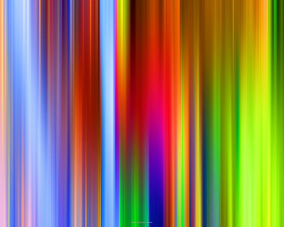 Abstraktes Bild aus vertikalen, verwischten Streifen in Blau, Rot, Orange, Gelb, Grün und Violett, die von links nach rechts ineinander übergehen.