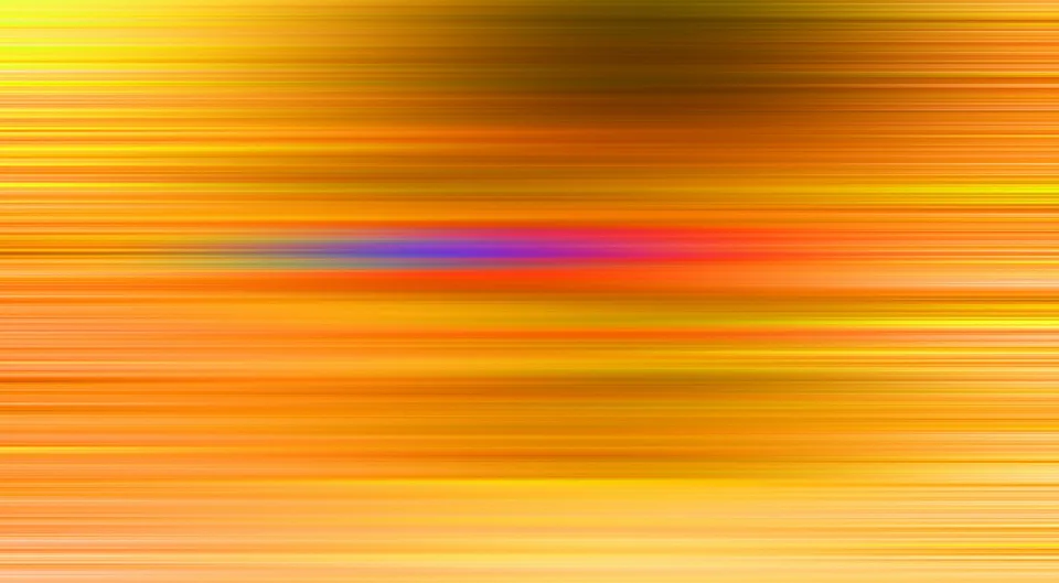Abstraktes Bild mit horizontalen orangefarbenen und gelben Streifen, in der Mitte leuchtet ein violett-pinker Farbverlauf.