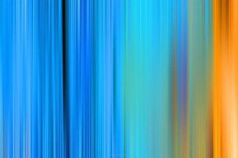 Abstraktes Bild aus vertikalen, verwischten Streifen in Blau, Türkis, Grün und Orange, die von links nach rechts ineinander übergehen.