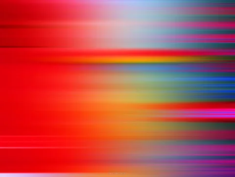 Abstraktes Bild aus horizontalen, verwischten Farbstreifen in Rot, Orange, Pink und Blau, die von links nach rechts ineinander übergehen.