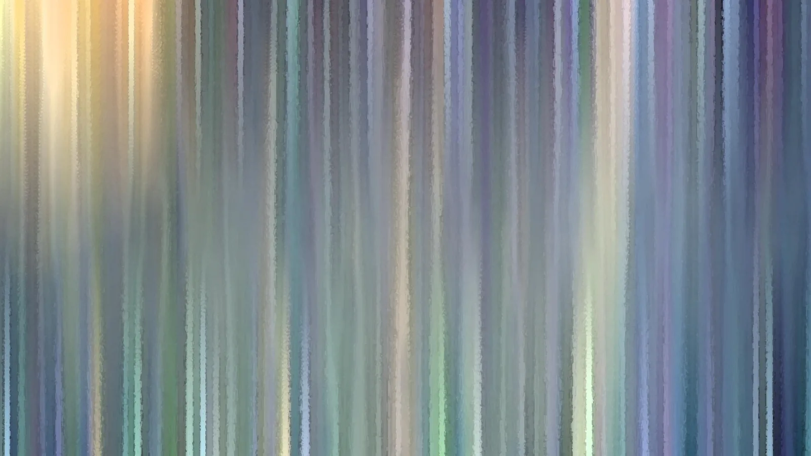 Abstraktes Bild aus dicht nebeneinanderliegenden senkrechten Streifen in Gelb, Grün, Blau, Violett und Grau.