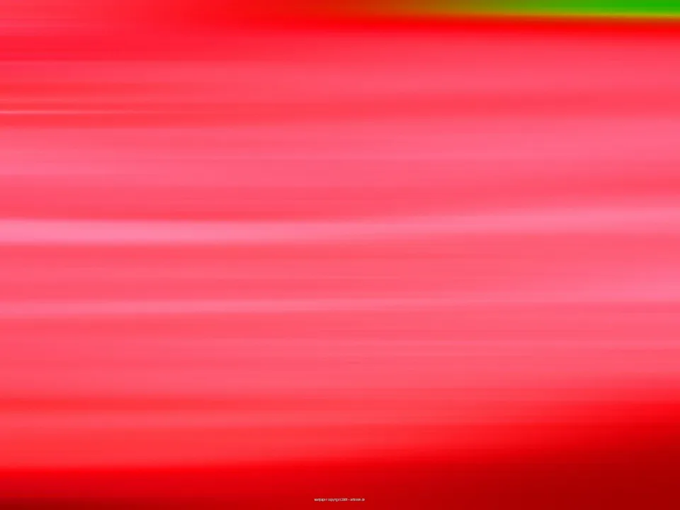 Horizontale, verschwommene Streifen in Rot und Pink, oben rechts ein grüner Farbfleck.