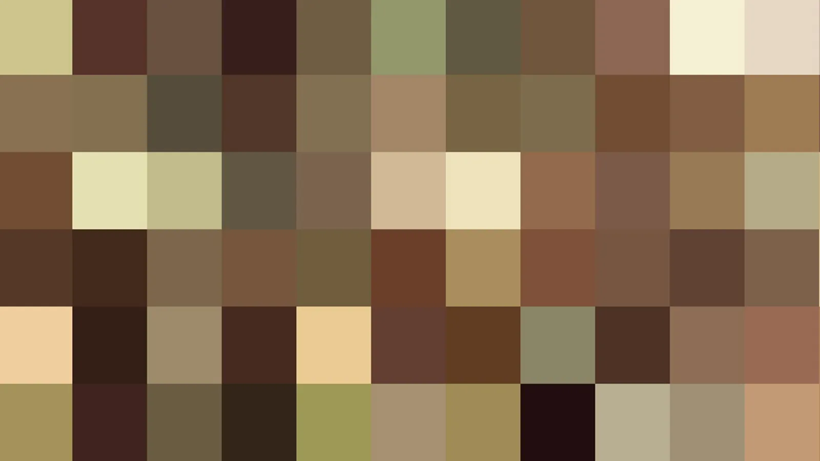 Abstraktes Mosaik aus rechteckigen Blöcken in Braun-, Beige- und Olivtönen.