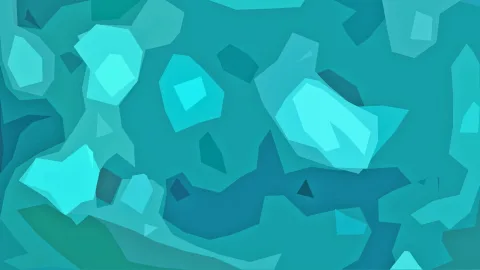 Abstrakte Komposition aus türkisen und hellblauen polygonalen Flächen auf dunklerem türkisfarbenem Grund.