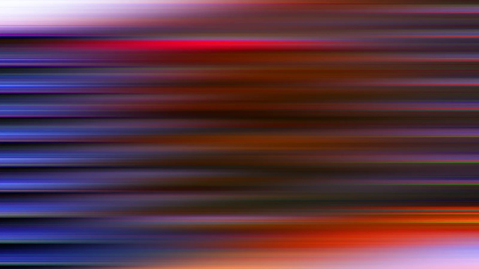 Abstrakte horizontale Schlieren in Violett, Blau, Rot und Orange, die von links nach rechts verlaufen und an den Rändern heller werden.