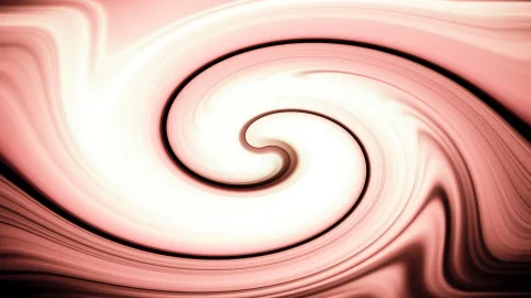 Abstrakte Spirale in Rosa und Weiß, die sich von der Mitte aus windet, umrandet von dunklen Linien.