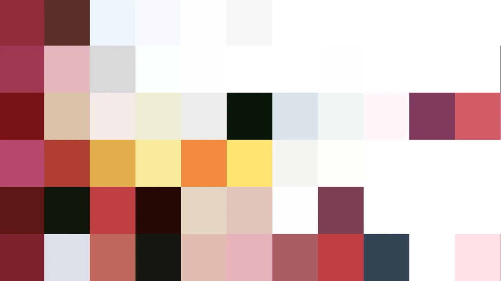 Pixelmosaik aus farbigen Blöcken in Rot, Rosa, Gelb, Orange, Schwarz und Weiß