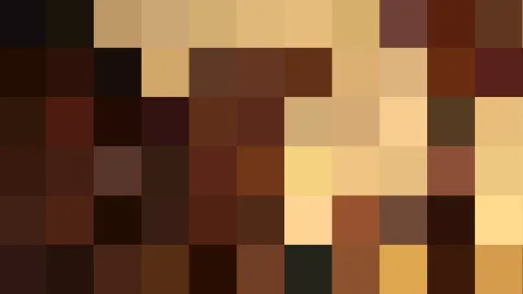 Abstraktes Mosaik aus quadratischen Pixeln in Braun-, Ocker- und Beigetönen, dunkle Felder links und oben, helle Felder in der Mitte und rechts.