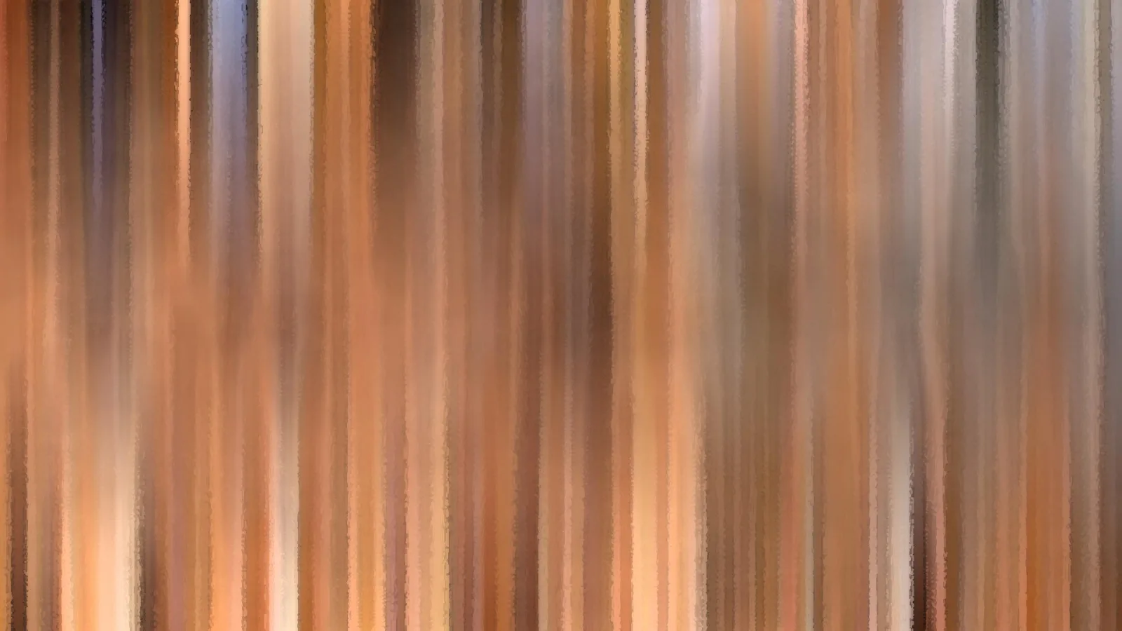 Abstrakte Komposition aus vertikalen, verwischten Streifen in Orange, Braun und Beige.