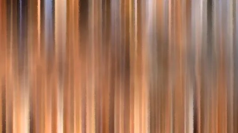 Abstrakte Komposition aus vertikalen, verwischten Streifen in Orange, Braun und Beige.