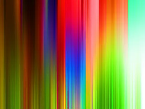 Abstraktes Bild aus vertikalen, verwischten Farbstreifen in Rot, Blau, Grün, Gelb, Orange und Weiß, die von oben nach unten laufen.