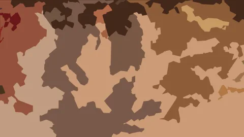 Abstraktes Muster aus unregelmäßigen braunen, roten und beigen Flächen.