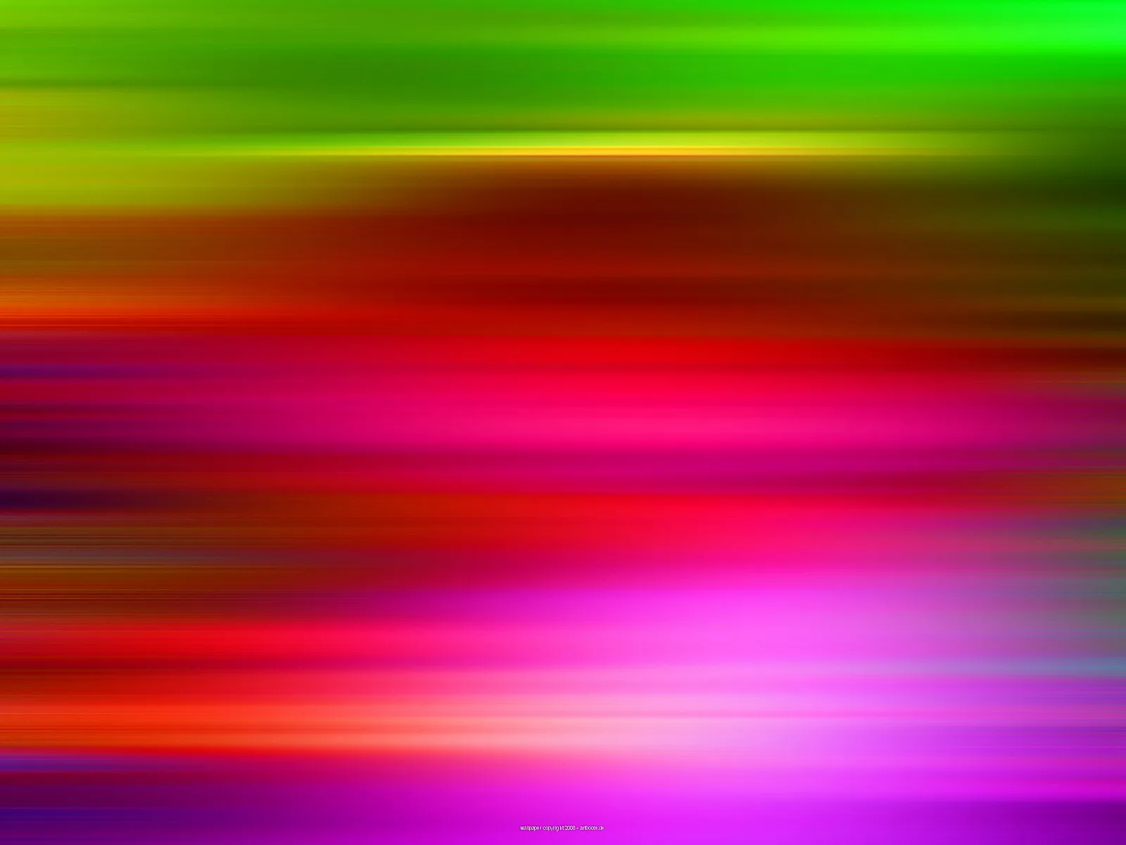 Abstrakte horizontale Streifen in Grün, Gelb, Rot, Pink und Violett, die wie verwischte Bewegung wirken.