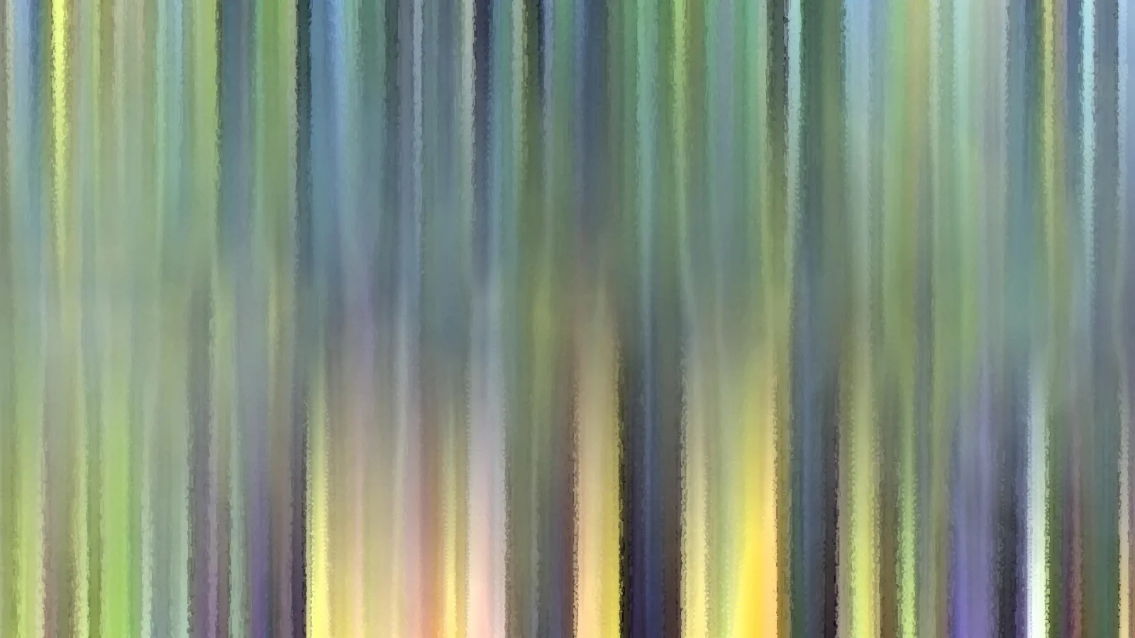 Abstraktes Bild aus vertikalen, verwischten Streifen in Grün, Gelb, Blau und Violett.