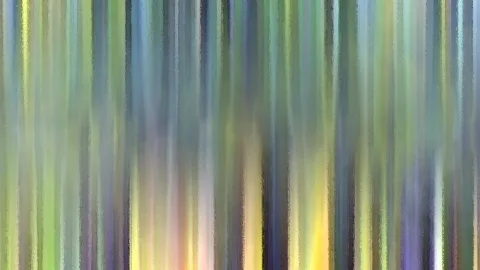 Abstraktes Bild aus vertikalen, verwischten Streifen in Grün, Gelb, Blau und Violett.