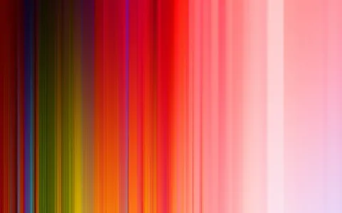Vertikale, verwischte Streifen in Rot, Orange, Grün, Gelb und Rosa, die von dunklem Rot links zu hellem Rosa und Lila rechts übergehen.