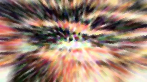 Abstraktes Bild mit pastellfarbenen Schlieren, die von einem dunklen Zentrum radial nach außen strahlen.