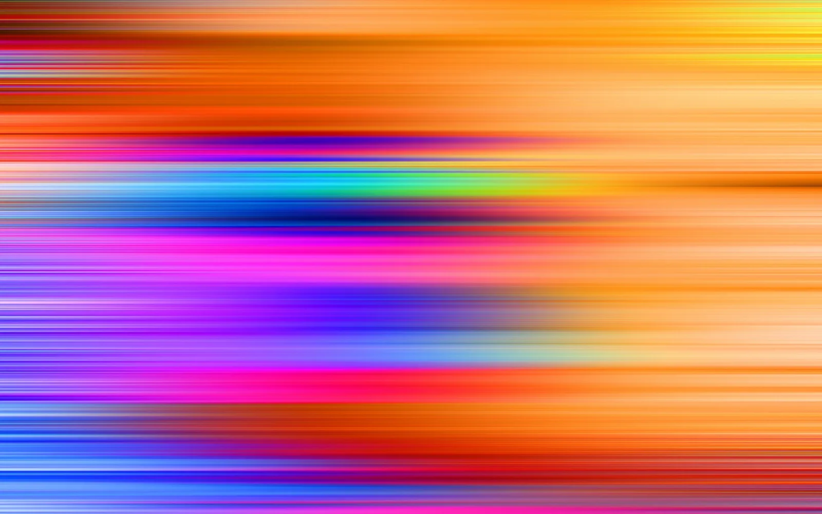 Horizontale, verwischte Streifen in Orange, Pink, Blau, Grün und Gelb über die gesamte Bildfläche.
