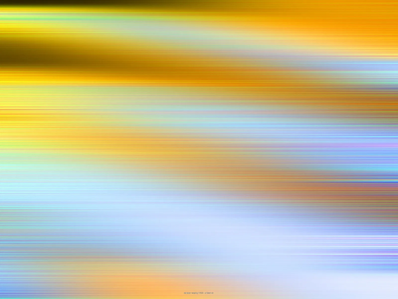 Abstrakte Komposition aus horizontalen Streifen in Gold, Gelb, Hellblau und Lila, die an eine Bewegungsunschärfe erinnern.