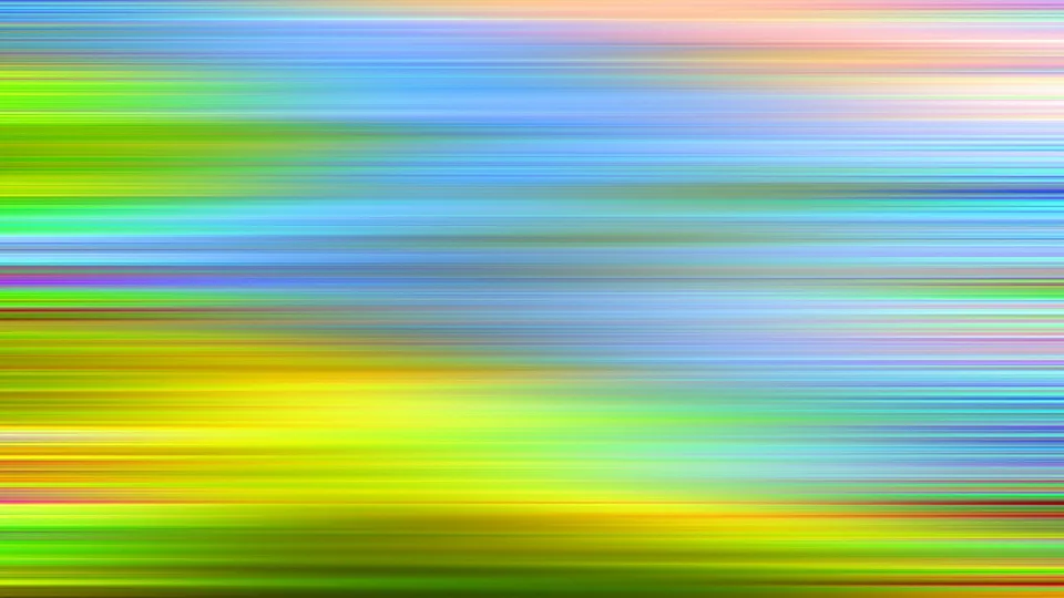 Horizontale, verwischte Streifen in Grün, Gelb, Blau und Rosa.