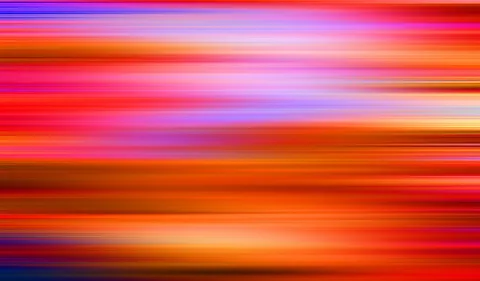 Abstrakte, horizontal verwischte Streifen in Rot, Orange, Pink, Violett und Blau.