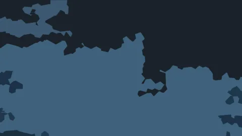 Abstrakte Komposition aus flachen, gezackten Flächen in Dunkelblau und Blaugrau, oben rechts dominiert dunkles Marineblau, unten links und in der Mitte helleres Blaugrau.