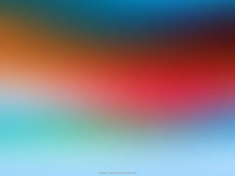 Weicher Farbverlauf von Orange links oben über Rot in der Mitte bis Hellblau und Türkis unten, Blau oben rechts.