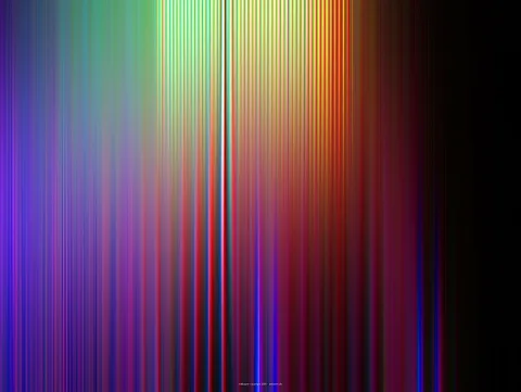 Vertikale, verwischte Lichtstreifen in Violett, Blau, Grün, Gelb und Rot, die nach rechts in Schwarz übergehen.
