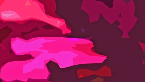 Abstraktes Bild mit pinken und roten polygonalen Flächen in verschiedenen Tönen auf dunkel weinrotem Hintergrund.