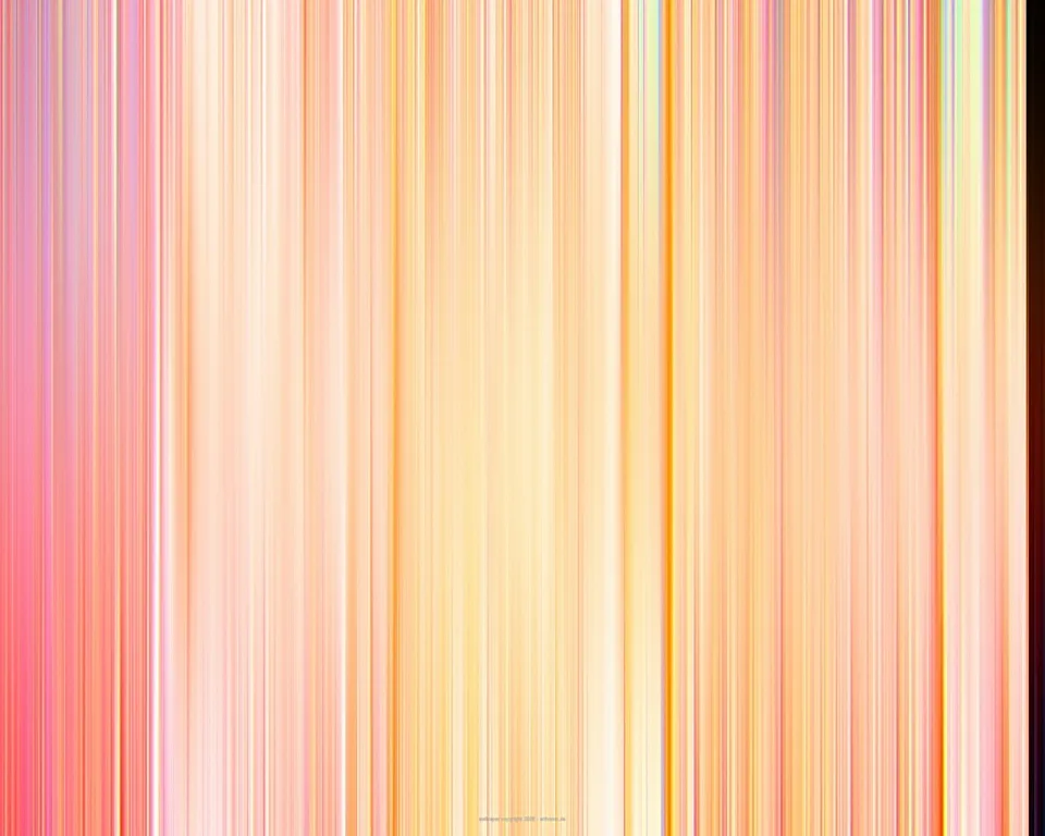 Dicht nebeneinanderliegende vertikale Streifen in Rosa, Orange und Creme, die von hellen Bereichen in der Mitte zu kräftigerem Rot an den Rändern übergehen. Am rechten Rand ein dunkler Streifen.