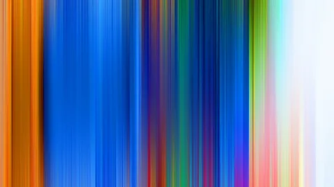 Vertikal verwischte Streifen in Blau, Orange, Grün und Rosa, die von links nach rechts ineinander übergehen und nach rechts hin heller werden.