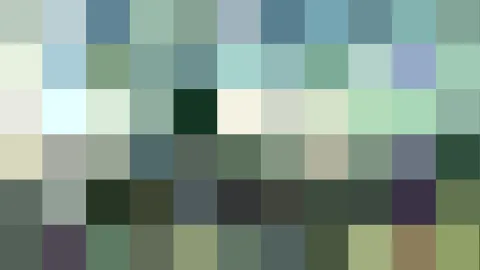 Raster aus kleinen Farbfeldern in Grün-, Blau- und Grautönen, von hell bis fast schwarz.