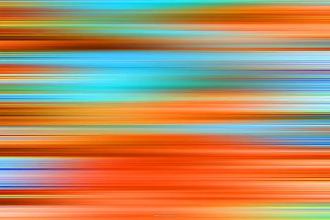 Abstrakte horizontale Streifen in Orange, Türkis, Blau und Gelb, die wie verwischte Bewegung wirken.
