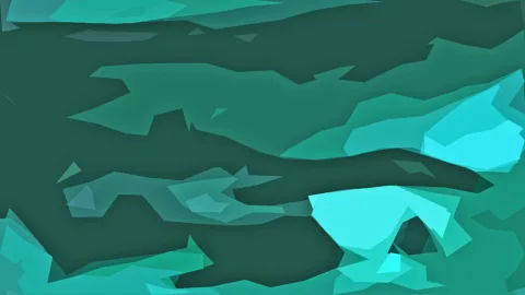 Abstrakte Komposition aus grünen und türkisfarbenen polygonalen Flächen, rechts und unten leuchten helle Cyan-Akzente.