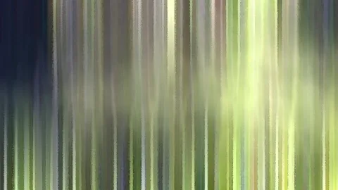 Abstrakte vertikale Streifen in Grün, Gelb und Dunkelblau, weich verwischt mit malerischer Textur.