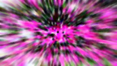 Abstrakte radiale Unschärfe in Pink, Magenta und Grün, die vom Zentrum nach außen strahlt.