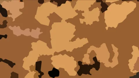Abstraktes Muster aus unregelmäßigen Flächen in Braun-, Beige- und Orangetönen, mit dunklen Flecken am unteren und linken Rand.