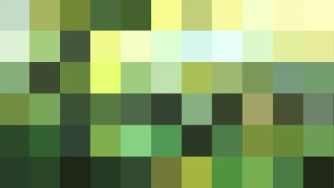 Mosaik aus grünen, gelben und hellen Farbquadraten in sechs Zeilen, dunkle und helle Töne wechseln sich ab