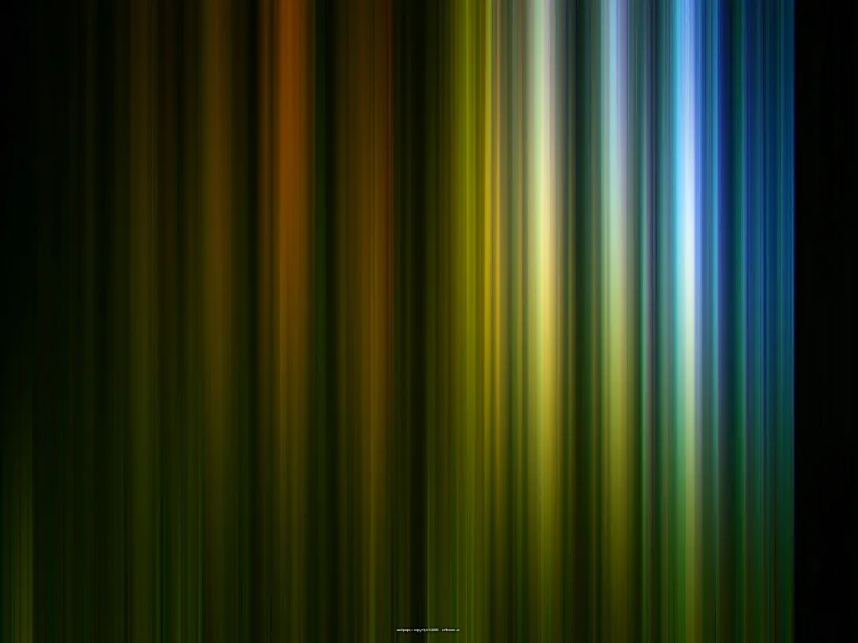 Vertikale, weichgezeichnete Lichtstreifen in Grün, Gelb, Orange und Blau vor dunklem Hintergrund.