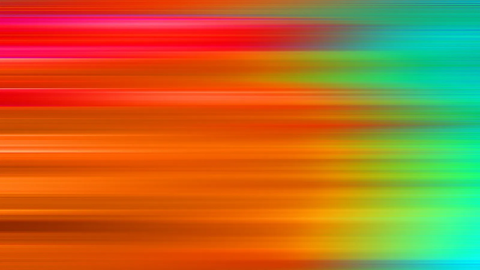 Horizontal verwischte Streifen in Rot, Orange, Gelb und Grün, die von links nach rechts in Türkis übergehen.