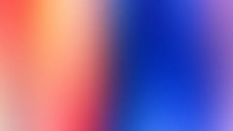 Unscharfer Farbverlauf von Korallenrot und Orange links über Violett bis zu kräftigem Blau rechts