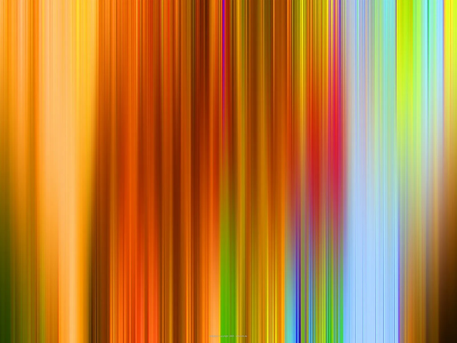 Abstraktes Bild aus dicht nebeneinanderliegenden, vertikalen Streifen in Orange, Gelb, Rot, Grün und Hellblau, die nach rechts hin heller und kühler werden.