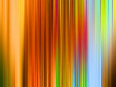 Abstraktes Bild aus dicht nebeneinanderliegenden, vertikalen Streifen in Orange, Gelb, Rot, Grün und Hellblau, die nach rechts hin heller und kühler werden.