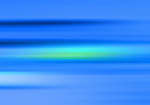 Horizontal verwischte blaue Streifen mit einem türkis bis grünlich leuchtenden Band in der Mitte.
