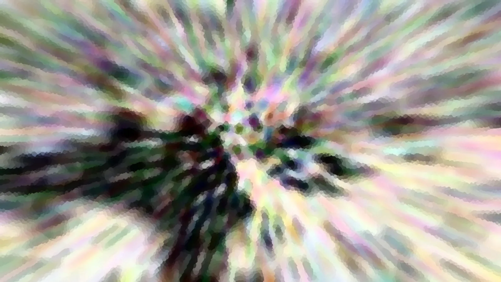 Abstrakte Komposition aus radial verlaufenden, pastellfarbenen Schlieren mit einem dunklen Zentrum links der Bildmitte.