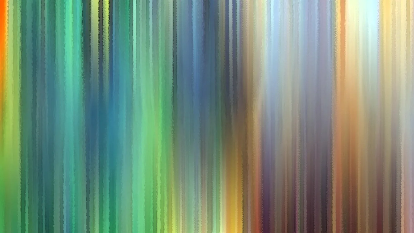 Abstrakte vertikale Farbstreifen in Grün, Blau, Orange und Gelb mit malerischer, leicht körniger Textur.