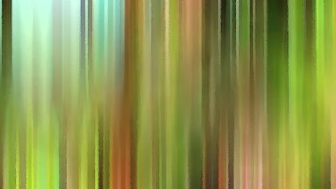 Abstrakte, vertikale Streifen in Grün, Gelb, Türkis und Braun, weich verwischt und malerisch wirkend.