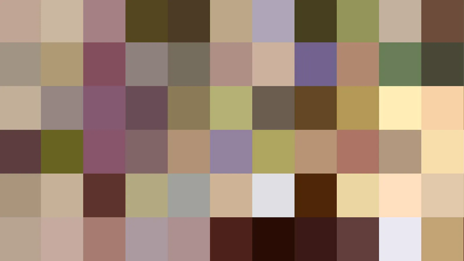 Raster aus kleinen farbigen Quadraten in Erdtönen, Mauve, Beige und Olivgrün