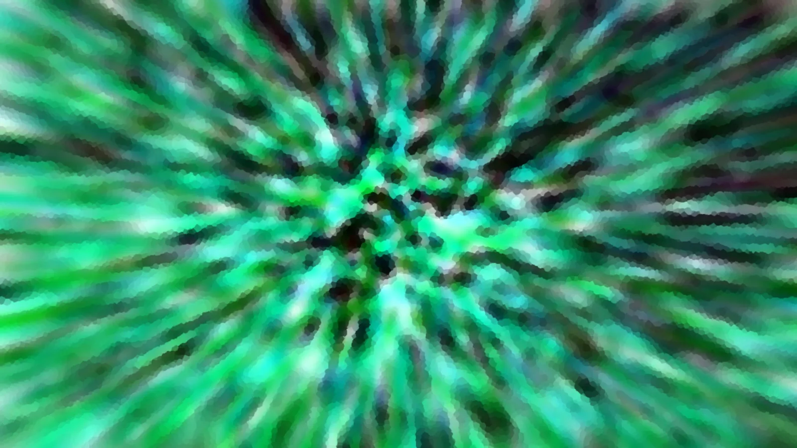 Abstraktes Muster aus grünen, schwarzen und weißen Streifen, die von der Mitte radial nach außen laufen.