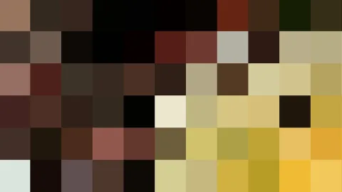 Mosaik aus quadratischen Farbfeldern in Schwarz, Braun, Ocker und Gelb, nach rechts heller werdend